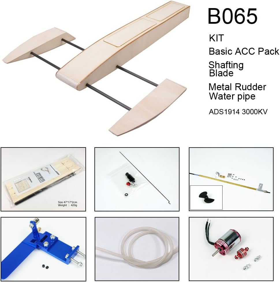 RC Outrigger Shrimp Boat Wooden 495mm Sponson Race Boat Kit to Build for Adults (B065)