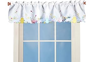 Simhomsen Embroidered Easter Bunny and Eggs Curtain Valance