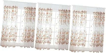 Garneck 3 Peças Cortinas Florais Amarelas Cortina Amarela Janela Cortinas Transparentes Persianas Cortinas Transparentes Cortinas De Tule Janela Tule Cortinas De Voile Flores Grande