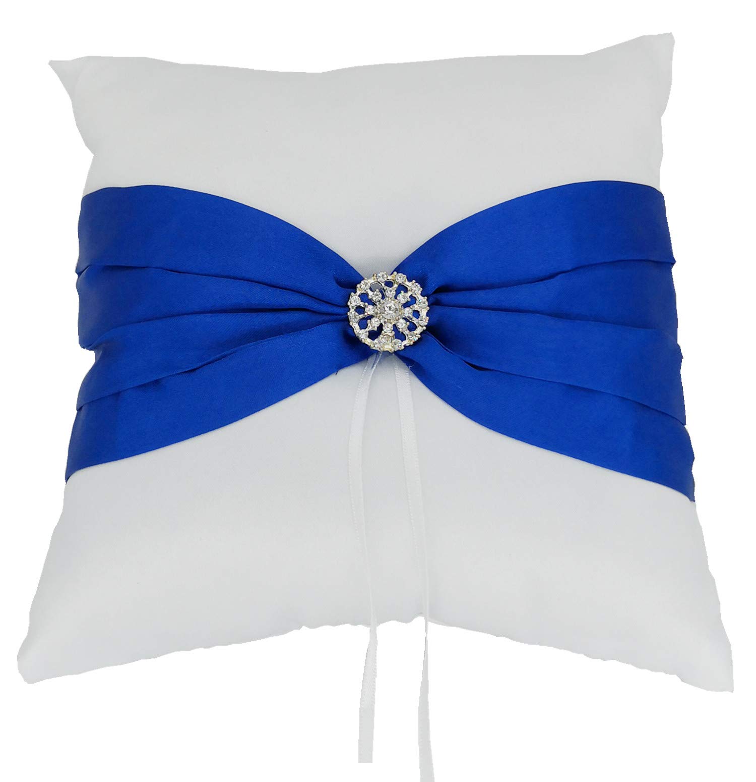 HE ANDI 7.8" Satin Artificial Diamond Decoration Wedding Ring Bearer Pillow (Blue)