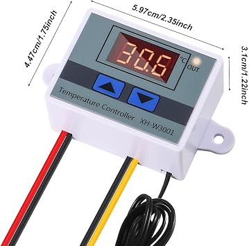 Digital Temperature Controller, 1500W Temperature Controller, Digital LED Temperature Controller Module, Programmable Electronic Thermostat with Waterproof Probe, Range -50 to 110 D