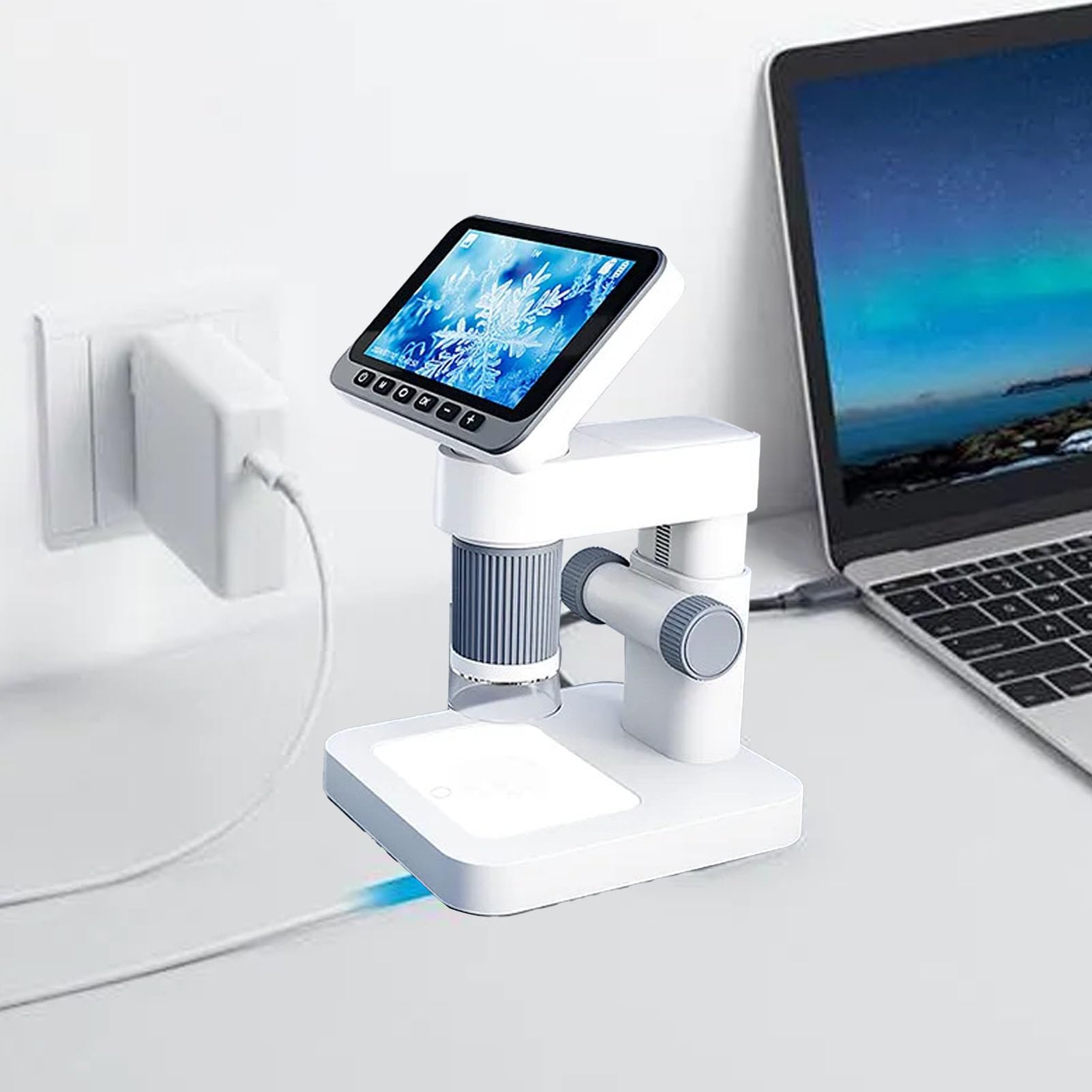 Lupa de Microscopio Digital, 1080P 8 Luces LED Pantalla de 12MP de 4,5 Pulgadas, Lupa Electrónica de Mano con Aumento de 5-32X con Microscopio Digital, Ideal para Detalles (Grey)