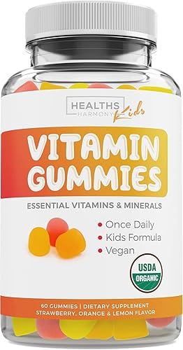 USDA Organic Kids - Gomitas de vitaminas para niños (sin OGM), deliciosos sabores naturales de frutas – Gomitas multivitamínicas completas para