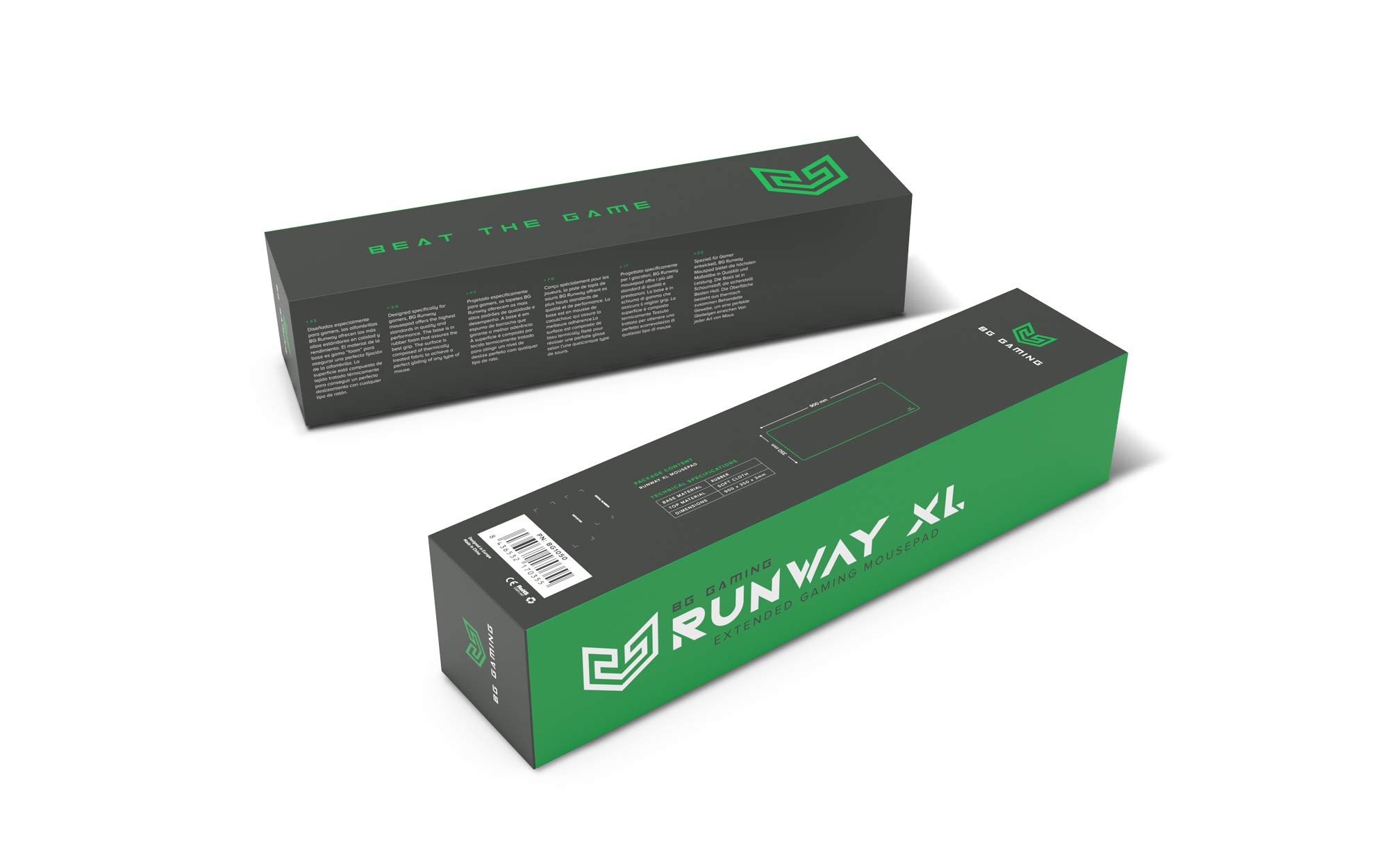 BG Runaway XL - Alfombrilla Pro Gaming Extended, Antideslizante, Resistente, Color Negro