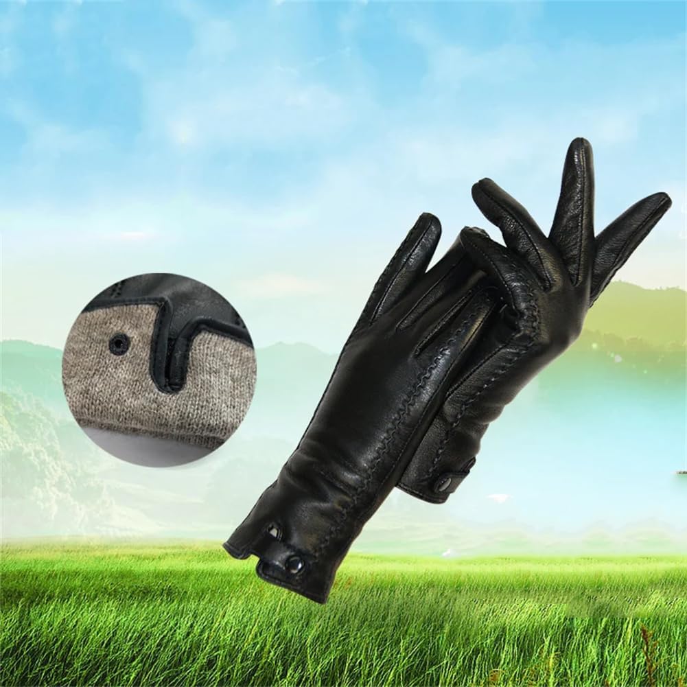 レディース本革手袋フリース裏地ステッチサイクリングテキストメッセージグローブリベットクラスプ付き