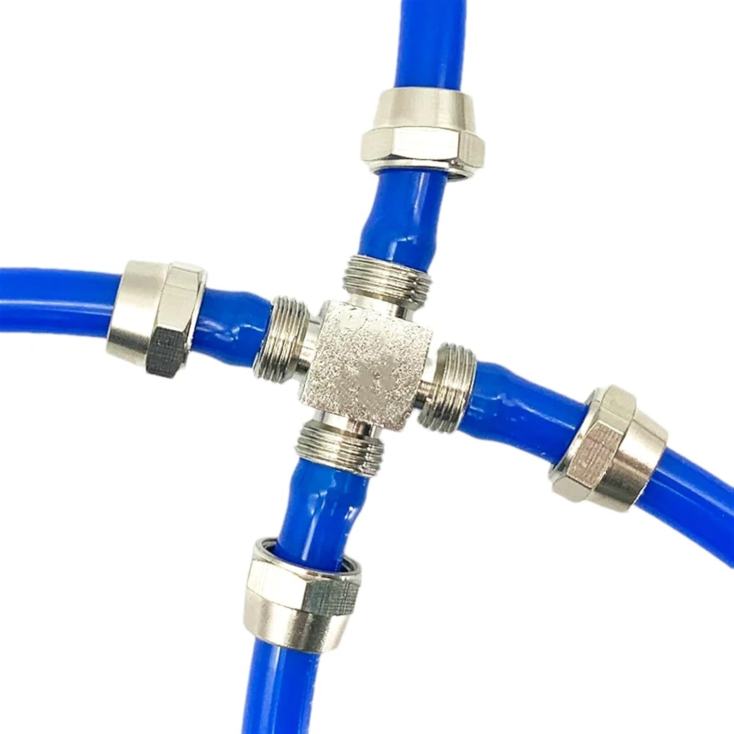 10 PCS KL-PZA4 6 8 10 12 Cross Quick-Twist Four-Way Copper Nickel-Plated Lock Female Tracheal Joint Pneumatic Shunt Locking Head(10PCS KL-PZA-8)