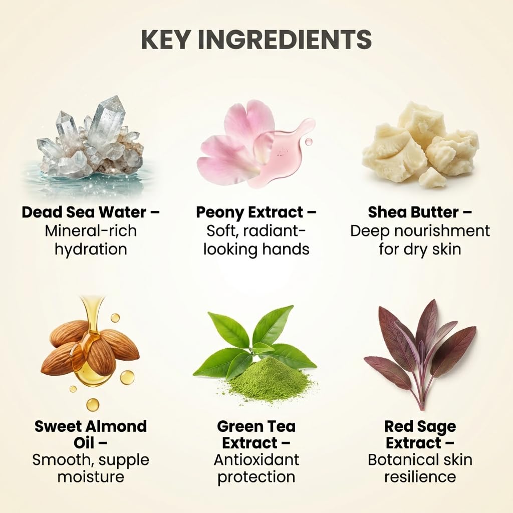 SEACRET Minerals Hand Cream, From The Dead Sea, Shea Butter Deeply Hydrates, Peony Scent, 5.1 Fl Oz / 145 ml - Image 3