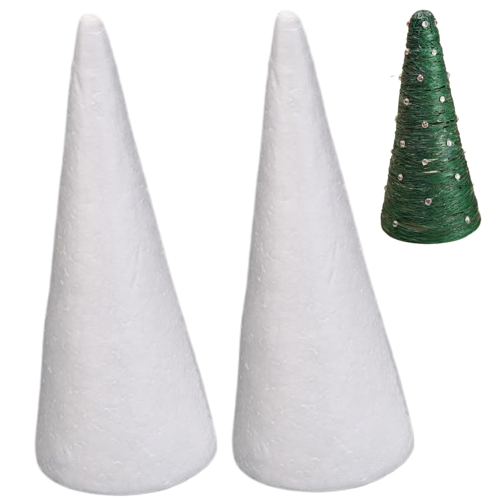 Bonalake 2PCS Polystyrene Cone Foam Cones for Christmas Craft Supplies Crafting Cones for Christmas Tree Gnomes Making DIY Art Projects for Crafting Craft Foam