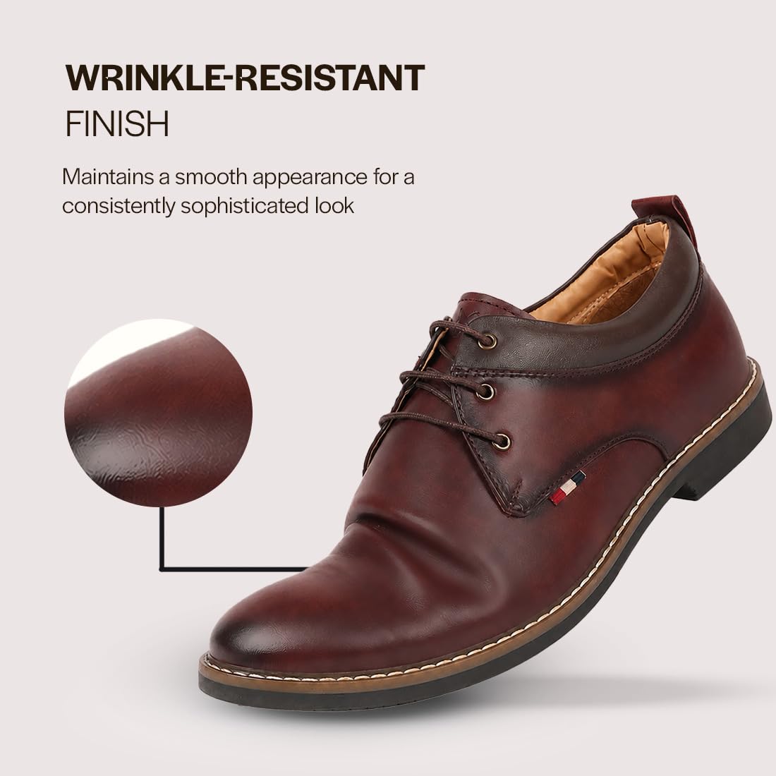 FAUSTO Men's Formal Lace Up Oxford Shoes for Office|Meetings|Daily|Comfort|Fashion|Stylish|Parties|Outdoor|Occasions|Lightweight with TPR Welted Sole (Tan, Numeric_6) 1