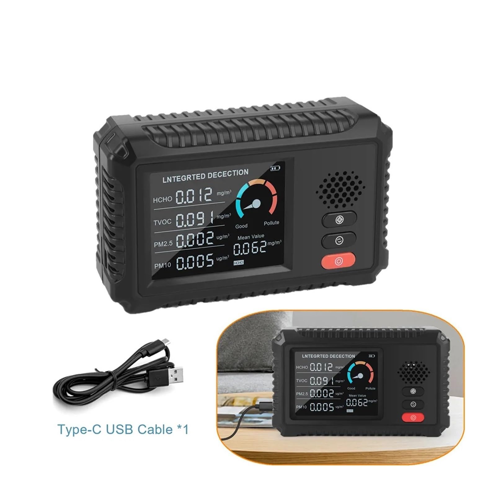 Rilevatore di gas, Nuovo monitor multifunzionale a qualità 'aria HLW-100 TVOC HCHO PM2.5 PM10 Rilevatore di gas Analizzatore Casa Ufficio Esterno Sconto del 50%