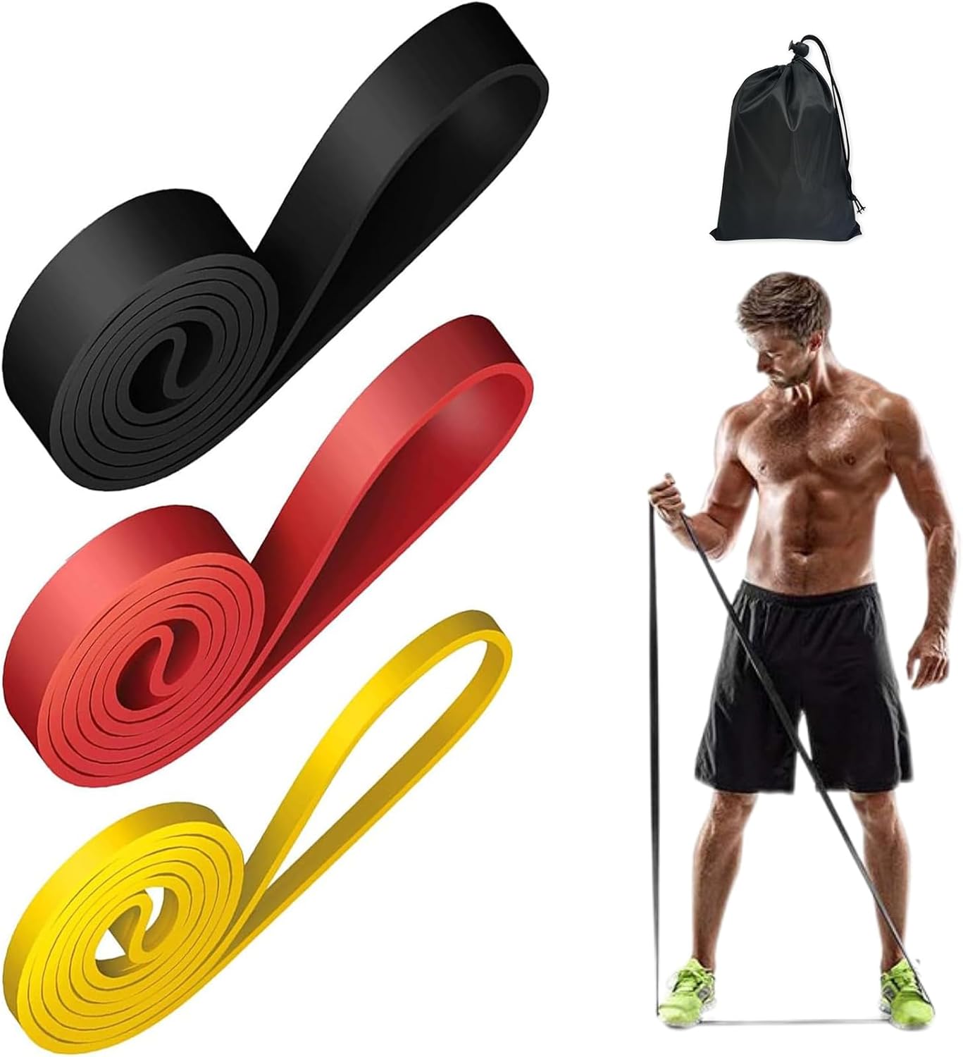 Elastic Fitness Bands 3 Levels Stretching for Yoga Pilates Yoga Home Gym Men Women Resistance Band with Door Anchor Hand Pad