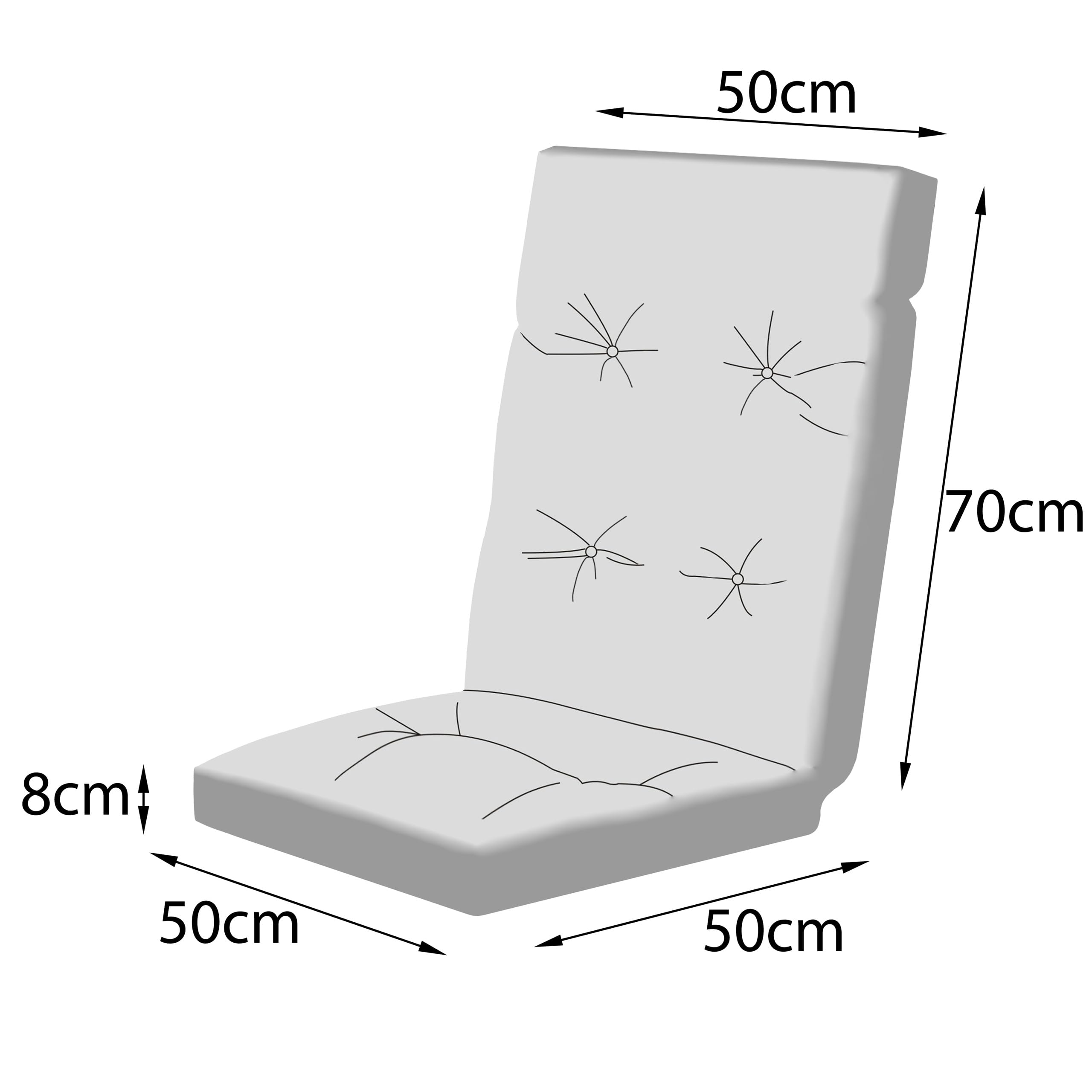 Liegenauflage, Auflage Gartenliege 120x50x8 cm - Polsterauflage für Sonnenliege, Auflagen für Deckchair - wasserabweisend, leicht zu reinigen - Beige