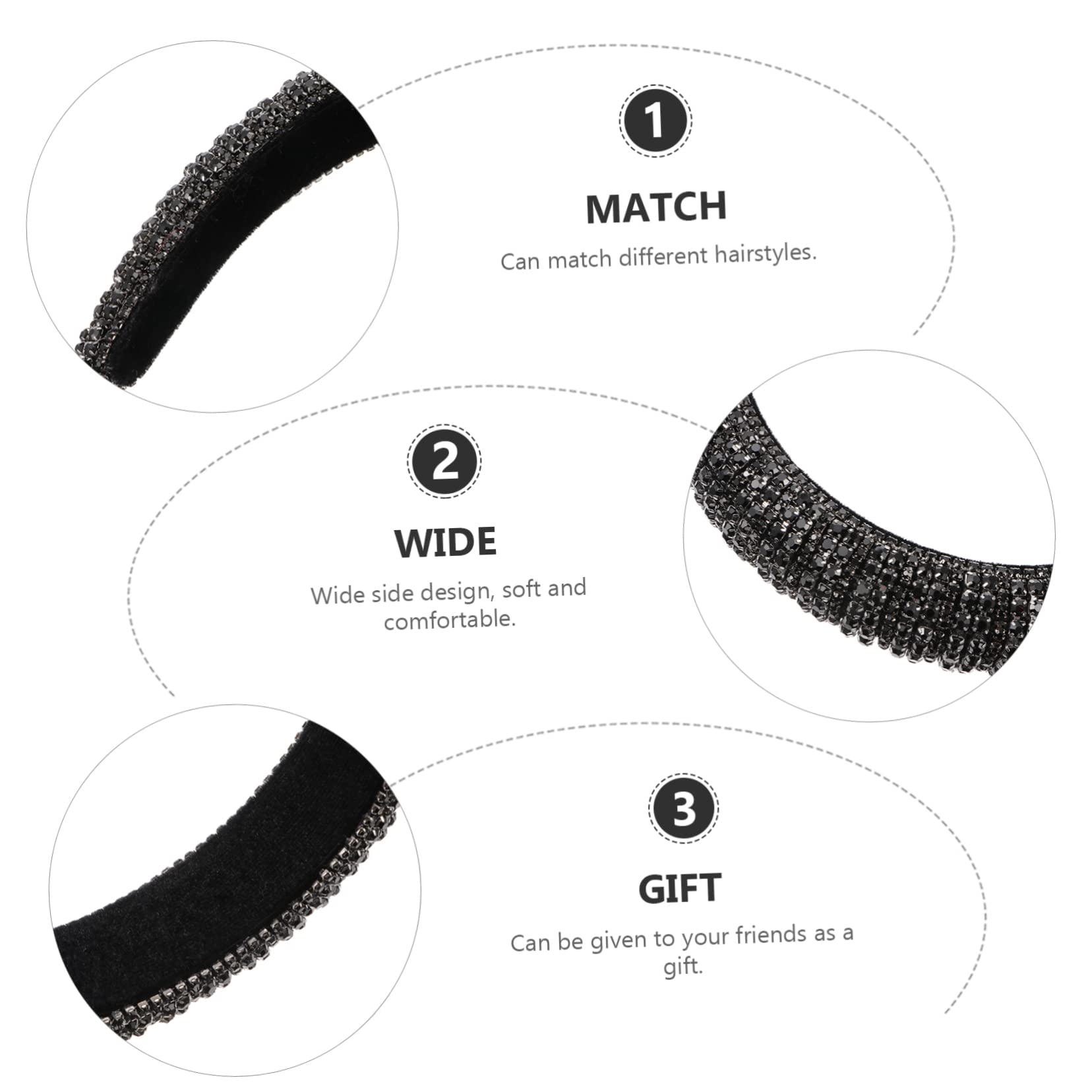 minkissy 3pezzi Cerchietto Padded Strass Per Donne Fascia Larga Per Cerimonie Feste e Occasioni Speciali Accessorio Elegante e Brillante