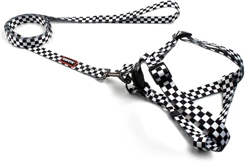 Miniatura 8 de QQPETS - Juego de correa con arnés ajustable y resistente pperros, antitirones pperros grandes, medianos, pequeños con clip trasero, antitorsión (S,
