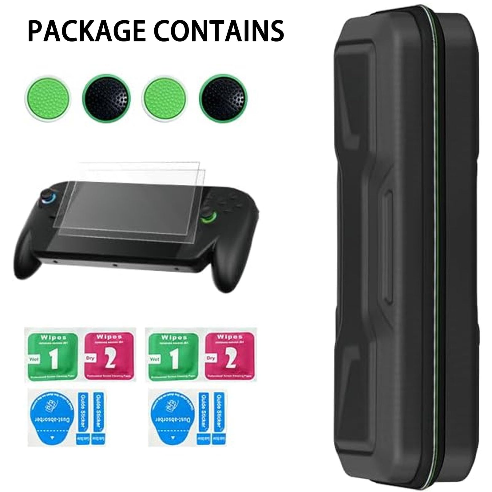 Étui rigide premium pour ASUS ROG Xbox Ally X / ROG Xbox Ally - Housse de transport avec double fermeture éclair, 2 capuchons de joystick et lingettes nettoyantes, 2 paires de protections d'écran (PU)