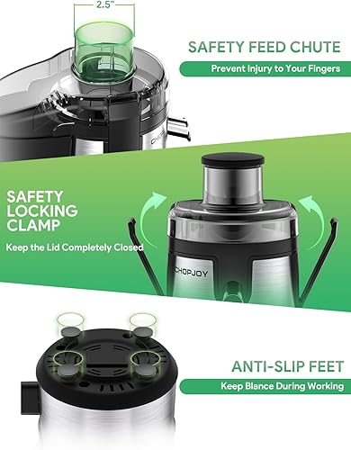 Miniatura 7 de Máquina exprimidora, exprimidor de 500 W para frutas y verduras, exprimidor centrífugo compacto con ajuste de 3 velocidades, fácil de limpiar, acero