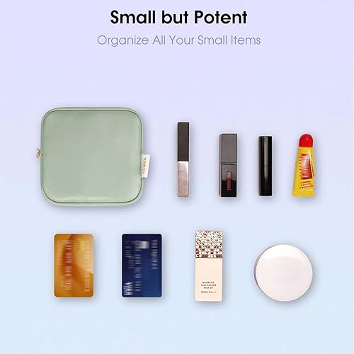 Miniatura 5 de Wandering Nature Pequeña bolsa de maquillaje para bolso, bolsa de cosméticos con cremallera para mujer, bolsa de viaje de cuero vegano ecológico,