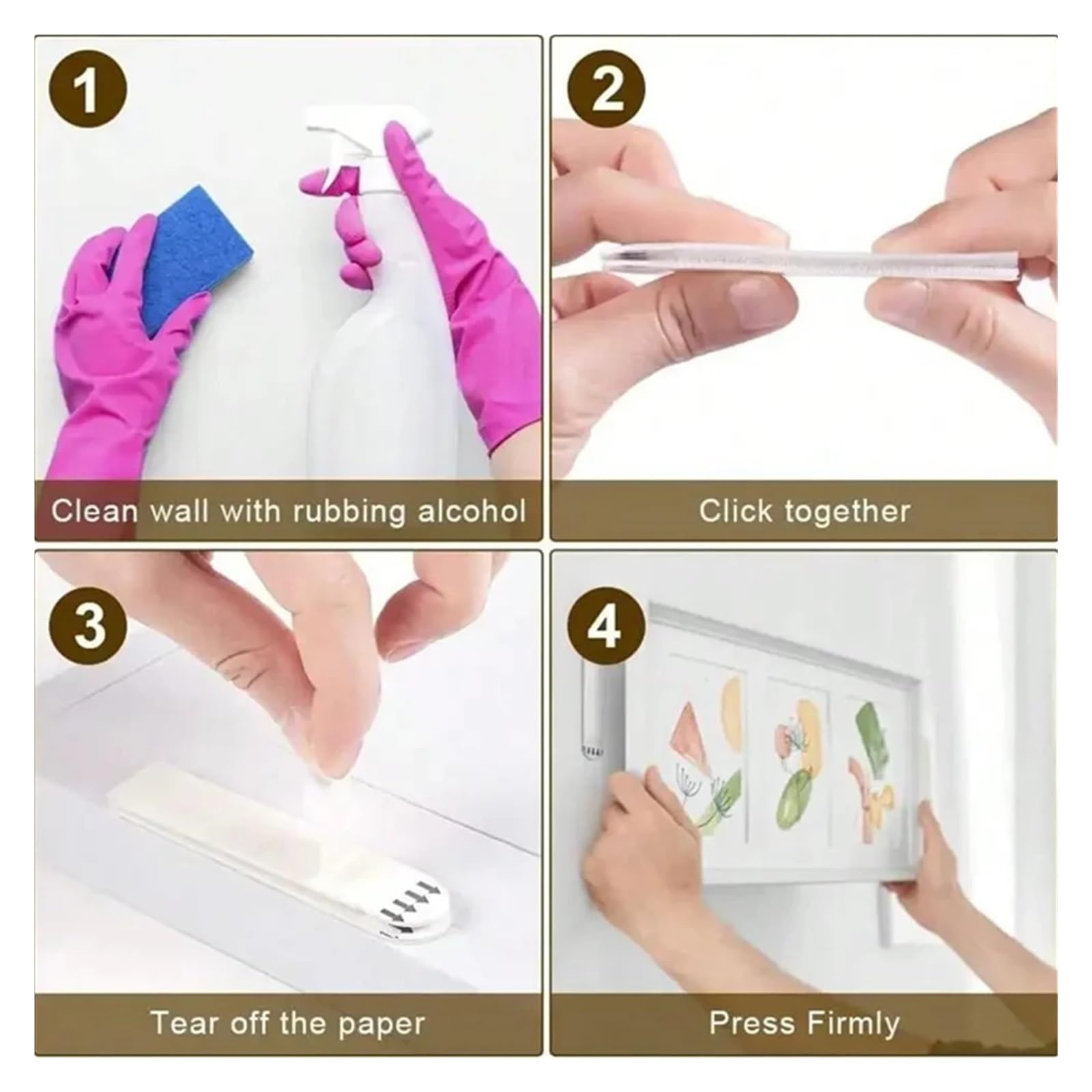 Tiras para colgar cuadros Tiras for colgar cuadros de alta resistencia, ganchos adhesivos for paneles yeso, marco extraíble sin perforación for decoración del hogar y la oficina(90pcs)