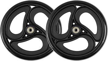 8 inch Roller wheelsator replacement,8 front and rear replacement wheels for rollator walker,3 rib,bearing hole 8MM(5/16),Universal replacement parts,with bearings,Set of 2,Black