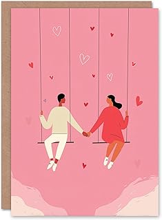 Artery8 Sky High Together Couple on Swings Holding Hands Valentine's Day Card