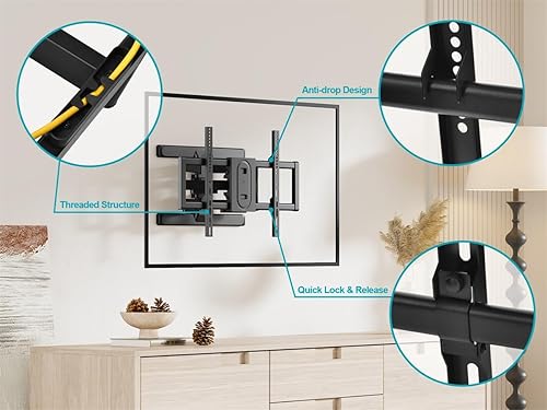 Miniatura 6 de Monoprice Essential Soporte de pared para TV de movimiento completo de perfil bajo para televisores de 37" a 80" de hasta 99 libras, VESA máximo de