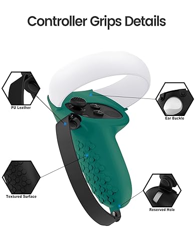 Miniatura 3 de Gwyoneaon Protective Cover for OculusMeta Quest 2 Accessories, Silicone Controllers Grip Protector, Soft Shell Skin with Face and Lens Cover (Green)