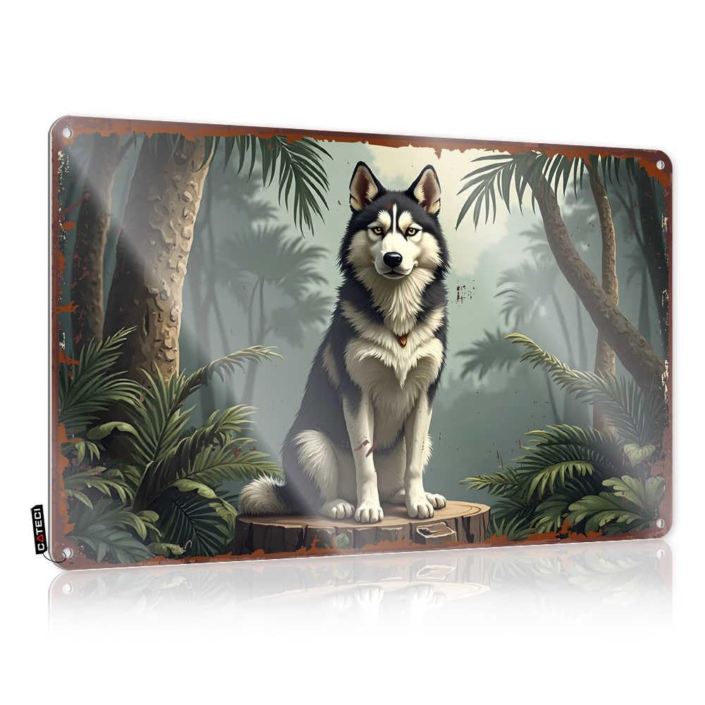 Fzfn Colour Jungle Guardian: The Majestic Husky In The Heart Of The Forest Shower Decor Western - Art Decor Vintage Wall Art(20X30cm)