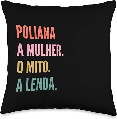 Designs De Nomes Engraçados Para Mulher Funny Portuguese First Name Design-Poliana Throw Pillow 16x16 Multicolor