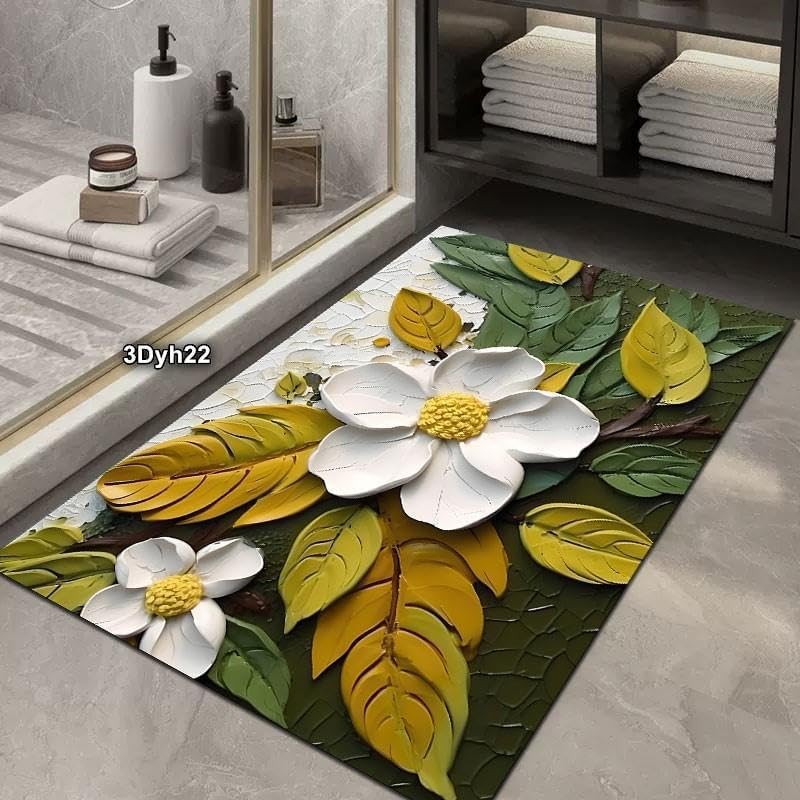 Image of Blairmore Bathroom Mat, Door mat, Rubber Non-Slip Quick Dry Rugs Fit Under Door Super Absorbent Thin Fashion Washable Oval Floor Bath Mat for Bathroom, Bathtub,Shower and Sink (CHAMPO | 3)
