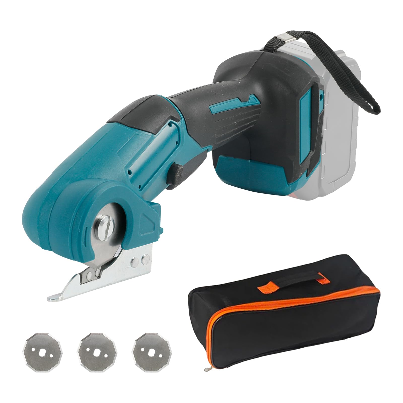 Cordless Electric Scissors for Makita 18V, Brushless Cardboard Box Cutter Fabric Scissor with 3 Blades, Safety Lock, Portable Power Rotary Cutter for Carpet Leather Plastic Sheet-Aluminum