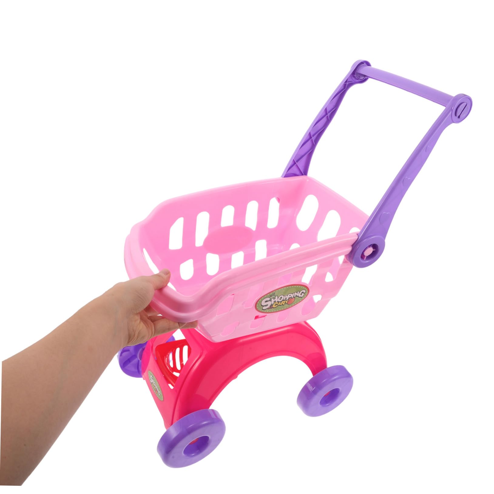 BESPORTBLE Carrello della Spesa Giocattolo per Bambini in Plastica Facile da Manovrare Accessori Frutta, per Gioco di Ruolo Realistico in Casa e Momenti Genitore-figlio