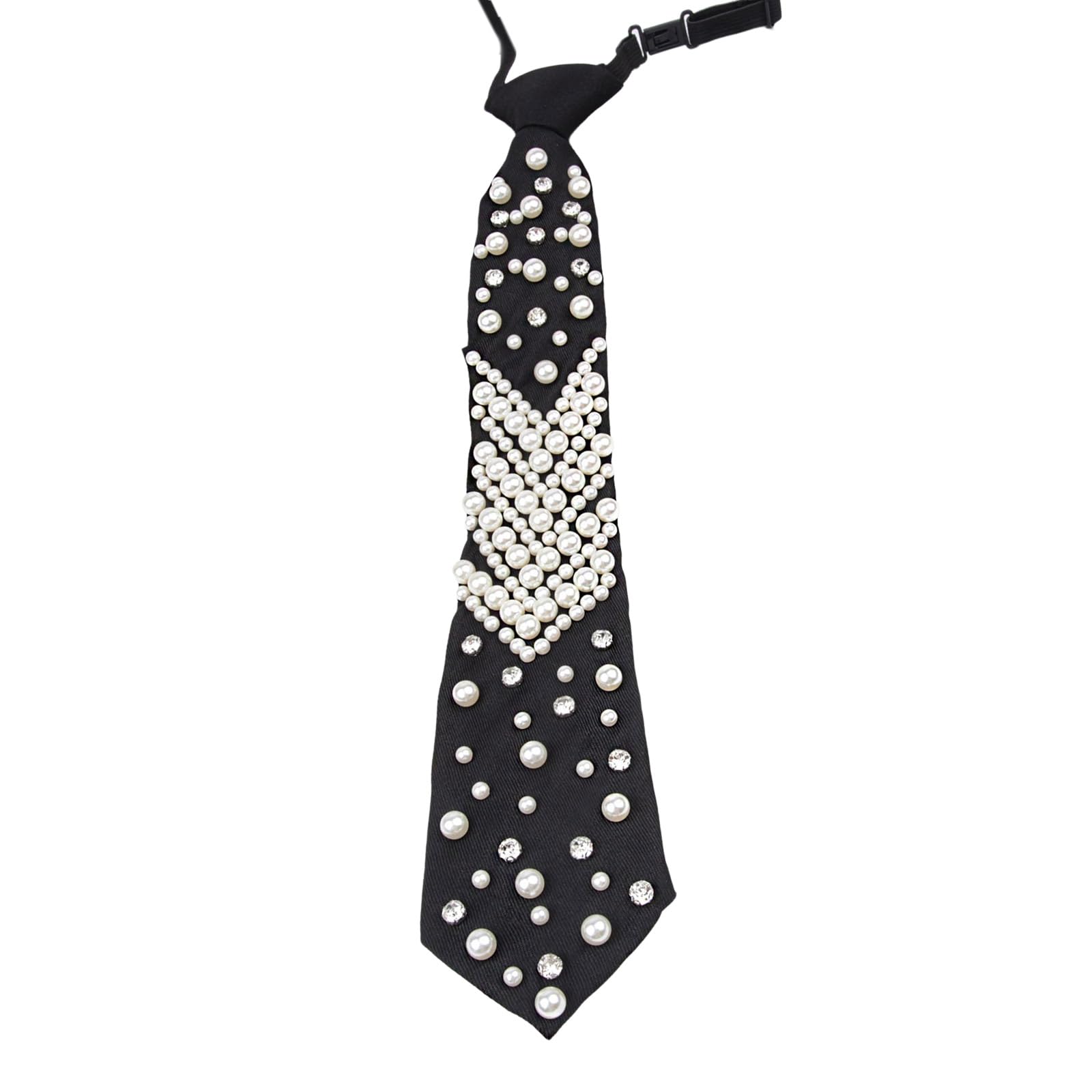 MICFENY Elegant Imitation Pearls Accent Necktie Lightweight Wrinkles Resistant Polyester Suitable For Meetings And Casual Occas