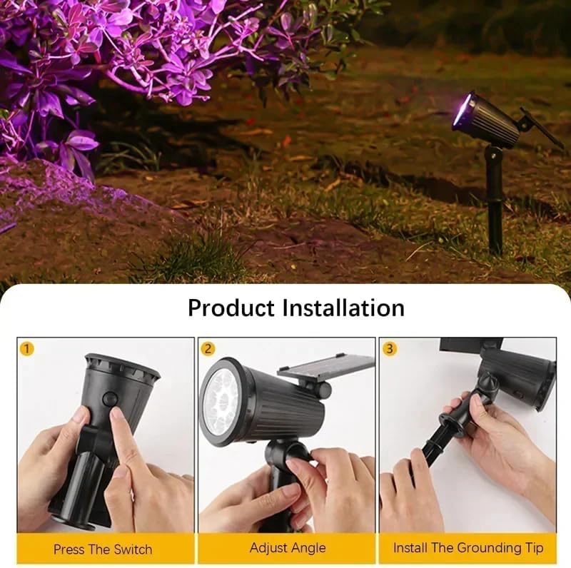 9LED Solar Spotlight Outdoor Waterproof Garden Spot Lights Landscape Pathway Lawn Lamp Decoration for Yard Lighting (White Light)