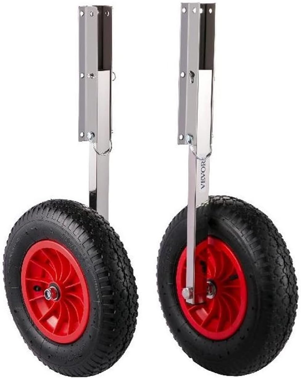 600 LBS Inflatable Boat Launching Wheels Stainless Steel Transom Dolly Trailer Tires Towing Cart For Rowboats Kayak Dinghy - Power Tool Parts, 3256804472122910