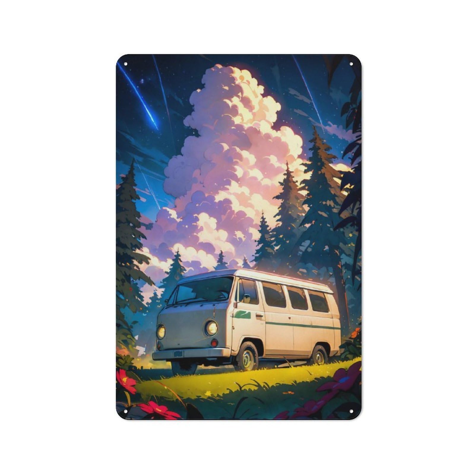 Junmoney Enchanted Van Journey Rustic Metal Sign 30X20cm Featuring For Garage Wall, Suited To Garage Decor Collectors