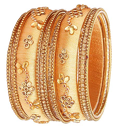 Image of NMII Get your traditions Valentine Gift for Girls & Women Silk Thread Bangle Set With Zircon For Womne & Girls