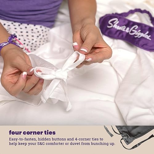 Miniatura 6 de Funda de edredón 100% eucalipto lyocell  Sábanas suaves para todas las estaciones, frescas y acogedoras con lazos y botones fáciles de acelerar