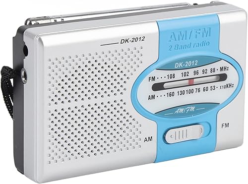 Portable Radio, AM FM Pocket Transistor Radio with Speaker and Earphone Jack, for Outdoor Travel and Home Use (Silver Blue)
