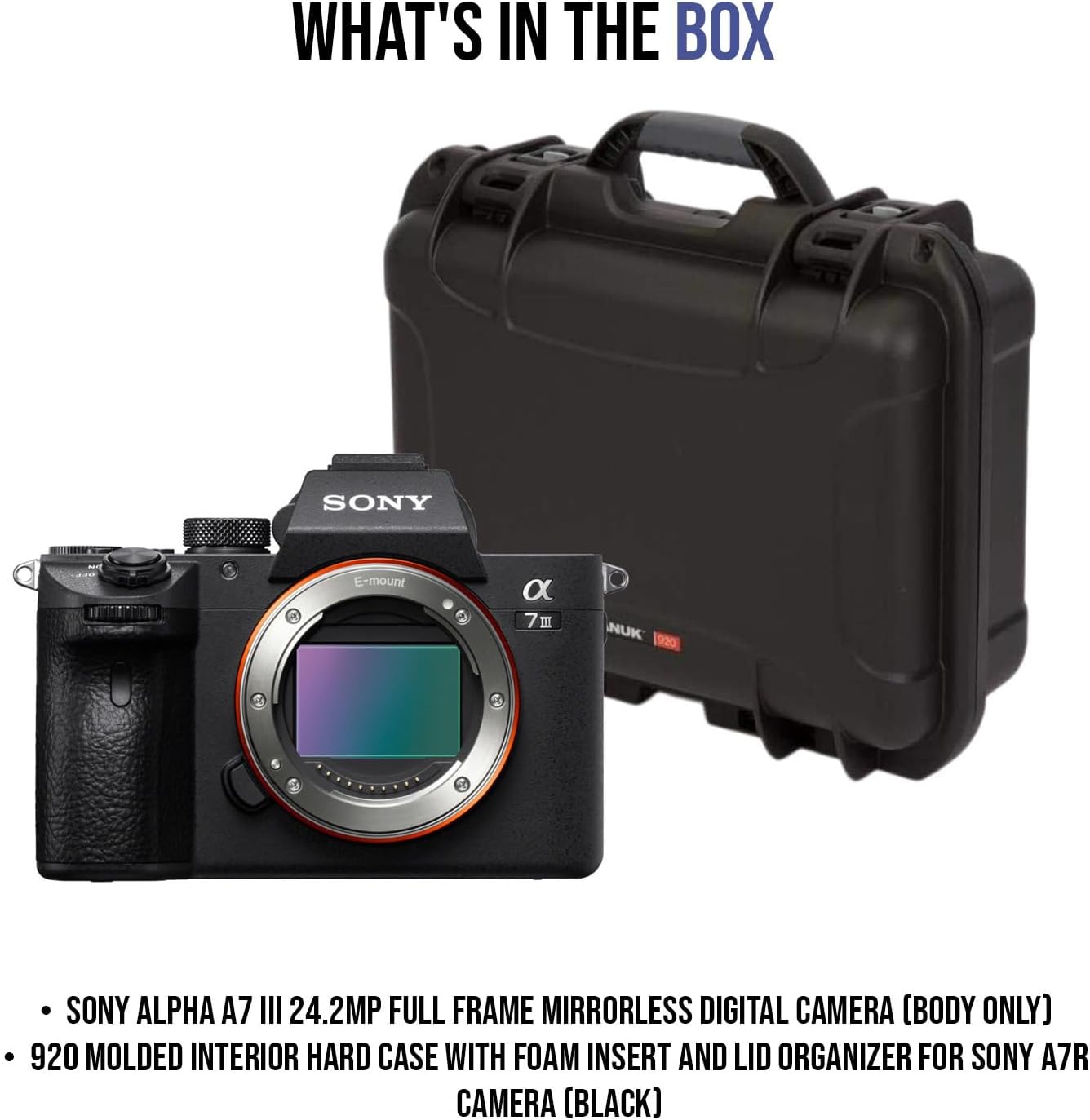 Sony Alpha a7 III 24.2MP Full Frame Mirrorless Digital Camera (Body Only) Bundle with 920 Molded Interior Hard Case with Foam Insert and Lid Organizer for Sony A7R Camera (Black) (2 Items)