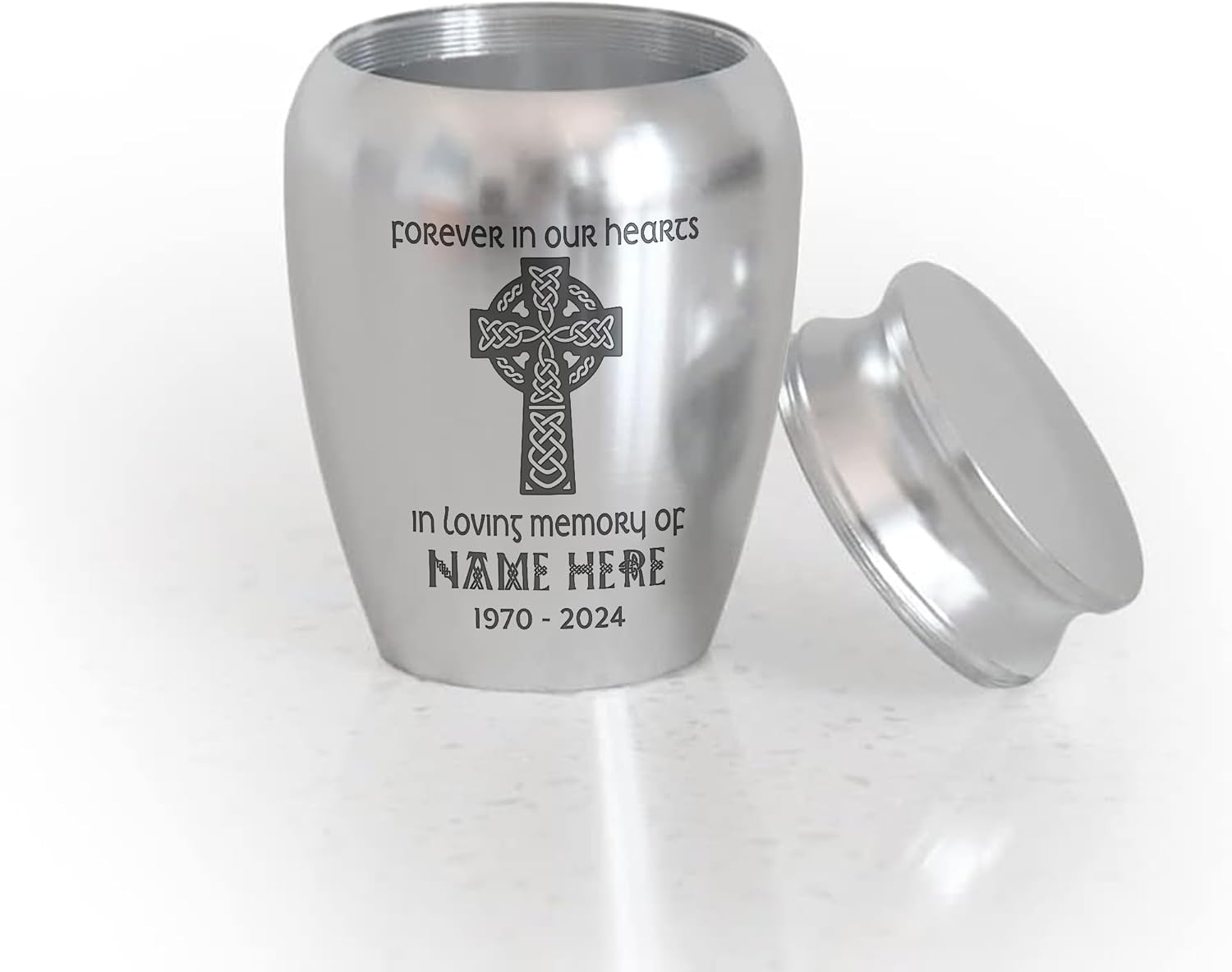 Artsy Woodsy Personalized Irish Memorial Cremation Mini Urn for Human Ashes Keepsake 2.56 inch, Remembrance Gifts for Loss of Loved One, Mini Urns for Human Ashes, Small Urn (04, 2.56x1.77)