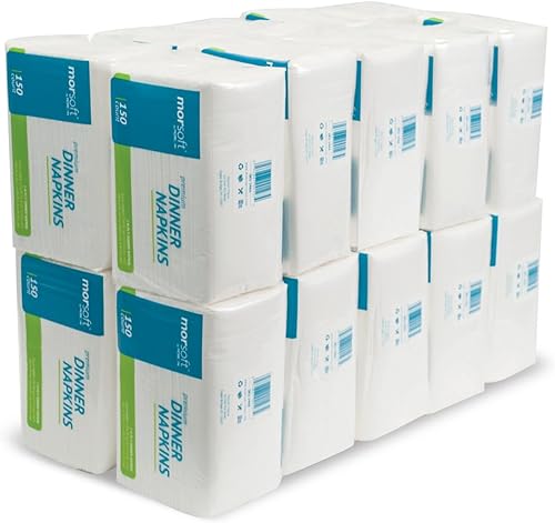Miniatura 3 de Morsoft by Morcon Servilletas de cena comerciales, 2 capas, 14.2 pulgadas x 16.5 pulgadas, color blanco, 20 paquetes de 150 servilletas, 3,000