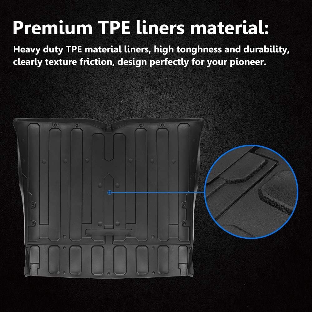 KEMIMOTO Rear Bed Mat Liner Compatible with Pioneer 1000-5 2016-2025, Innovative Extra Edge Lip, All-Weather Protection, Precision Fit, TPE Rubber Cargo Bed Liner Mat 5 Seater, Accessories