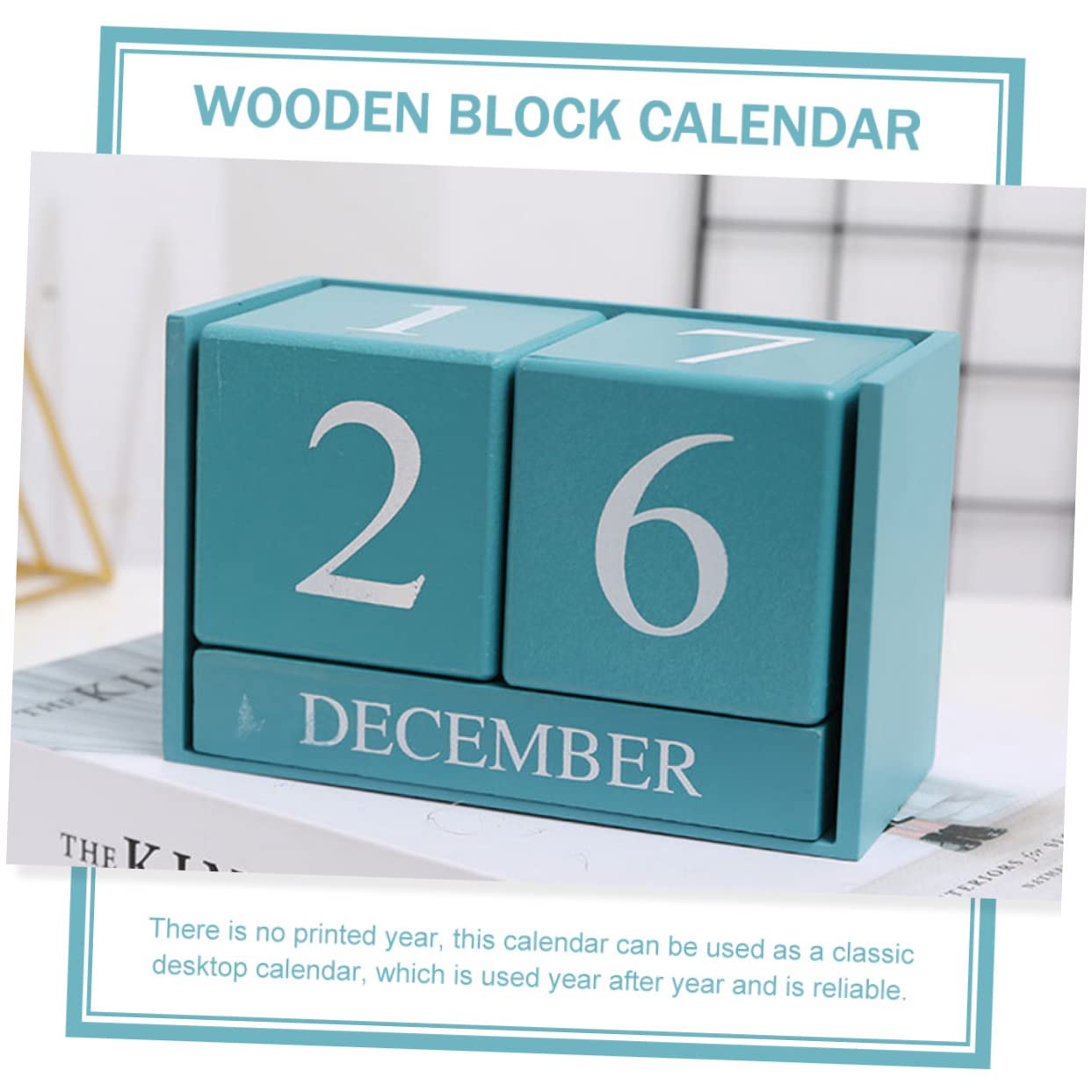 Lurrose 2 Stück Holz Tischkalender Mini Tischkalender Tischdekoration Für Den Schreibtisch Zuhause Rustikale Tischdekoration Schreibtisch Büro