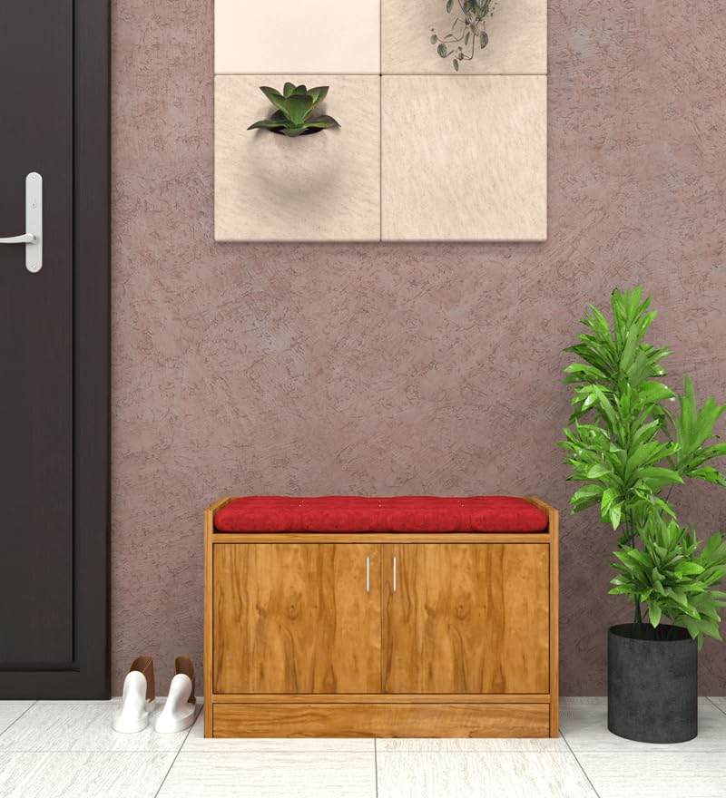 Image of SPECIALITY PANELS Wooden Shoe Cabinet with Cushion Seating Bench Shoe Rack with Doors Spacious Storage Shelves Entryway Shoe Organizer Cabinet for Home Living Room Bedroom Hallway | DIY Assembly