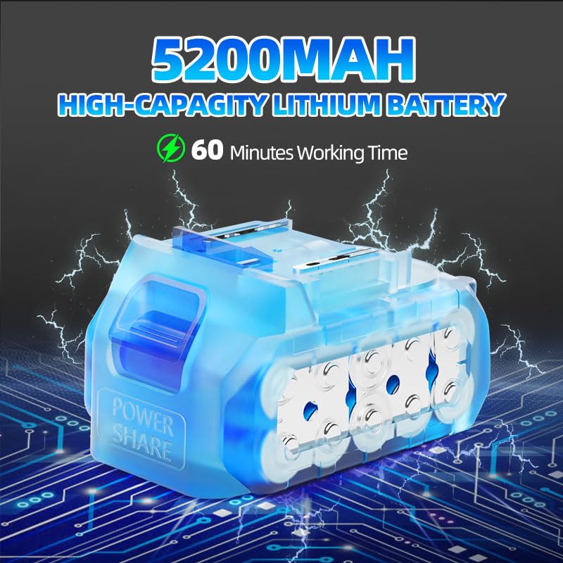 Clé d'impact bleu sans fil 500N, y compris 5.2 batterie/chargeur/accessoires. Idéal pour les réparations automobiles, la construction de scènes, les projets d'amélioration de la maison