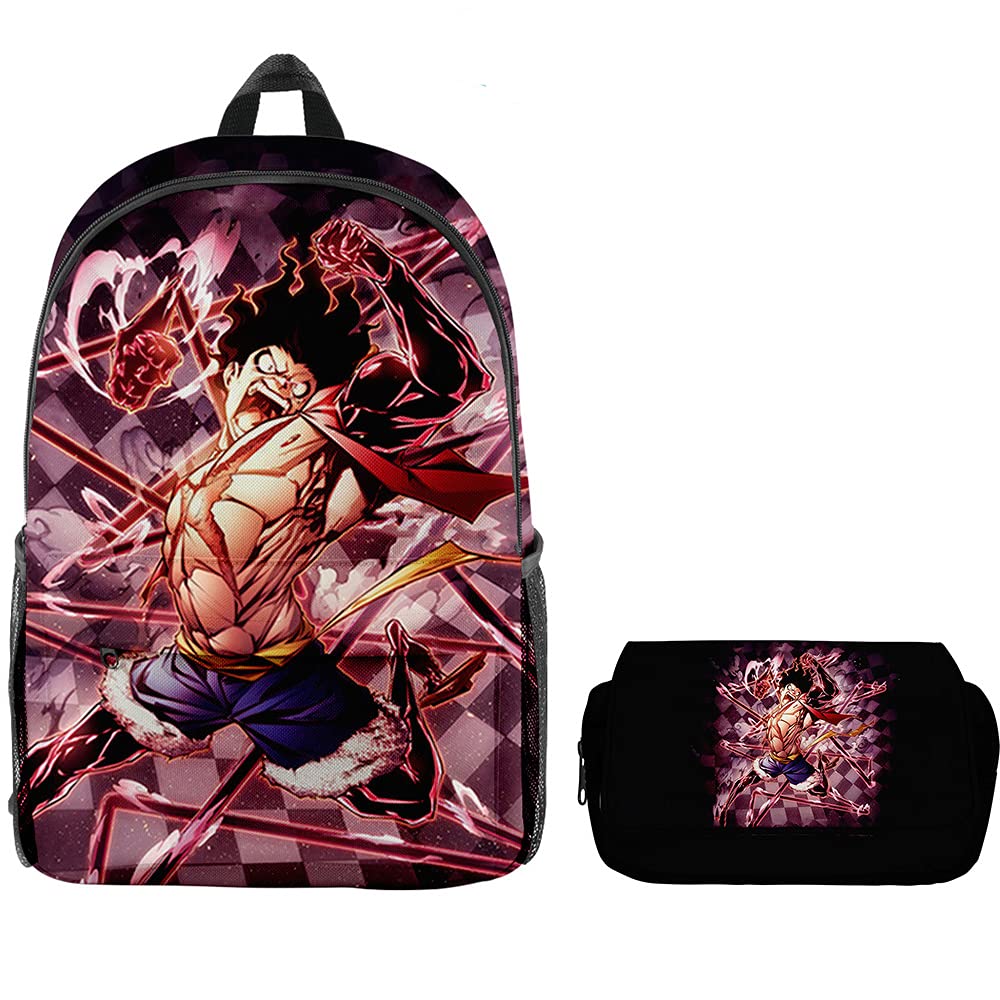 Mochila 3D One Piece ACE Luffy Backpack Men 2 Pieces/Set Janpan Anime Bag Pack Schoolbags Teenagers Pen Case Double Shoulder Bag