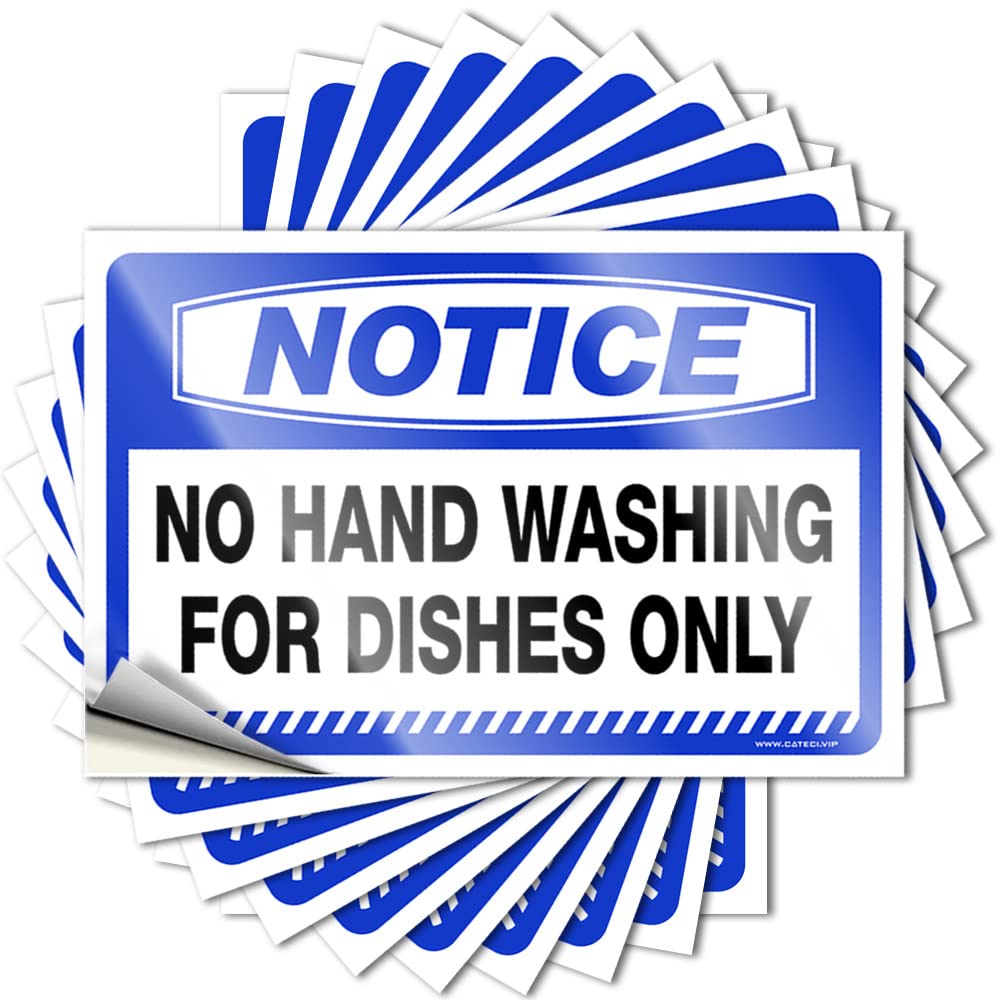 Notice No Hand Washing for Dishes Only Door Love - Girly Lettering Sticker Self Adhesive Sticker(8X12CM)