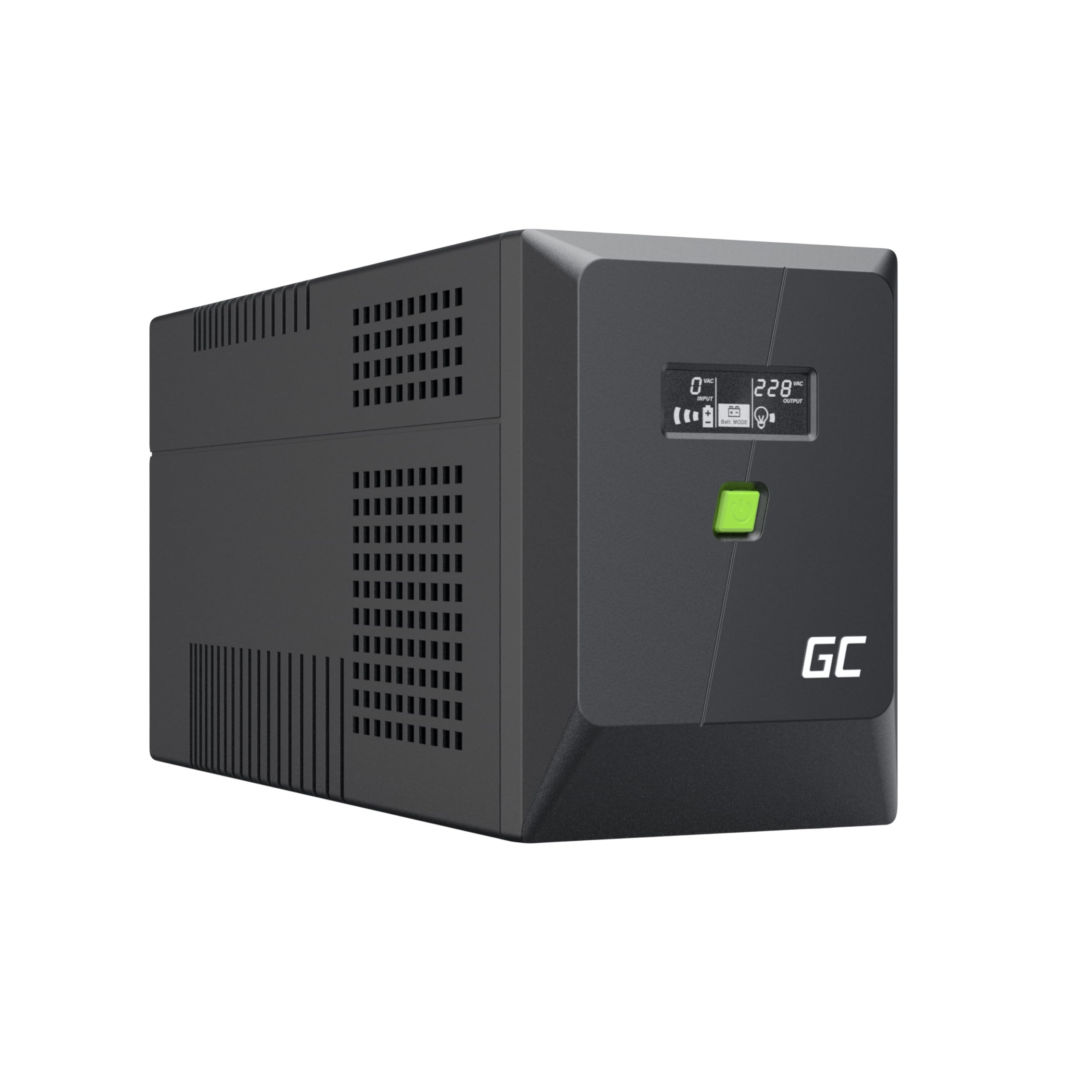 Green Cell PowerProof Gruppo di continuità UPS 2000VA/1200W con display LCD, onda sinusoidale modificata, protezione sovratensioni, alimentazione di emergenza, USB/RJ45, 4 prese Schuko + IEC