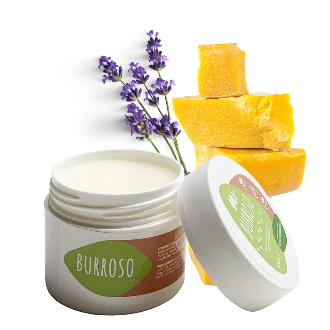 My Natural Dog BURROSO - Balsamo Naturale per Naso e polpastrelli del Cane - Formula Human Grade, Made in Italy con Olio Essenziale di Lavanda, Vitamina E, Burro di Karité, Olio di Cocco e Cera d'Api