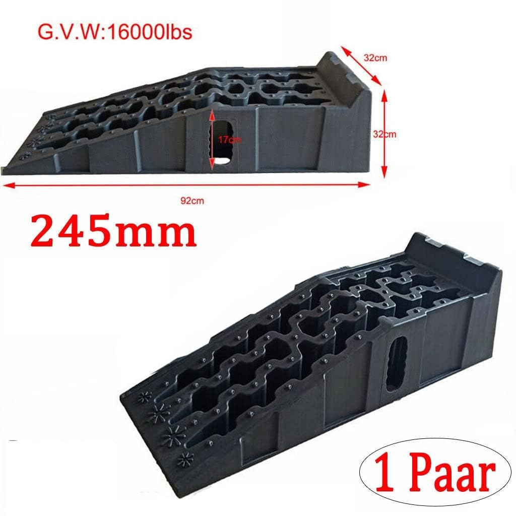 Rampa de carga de 7,25 toneladas/16000 libras hasta 245 mm, ruedas extraanchas, para coche, plástico, capacidad de carga de 7250 kg, 1 par
